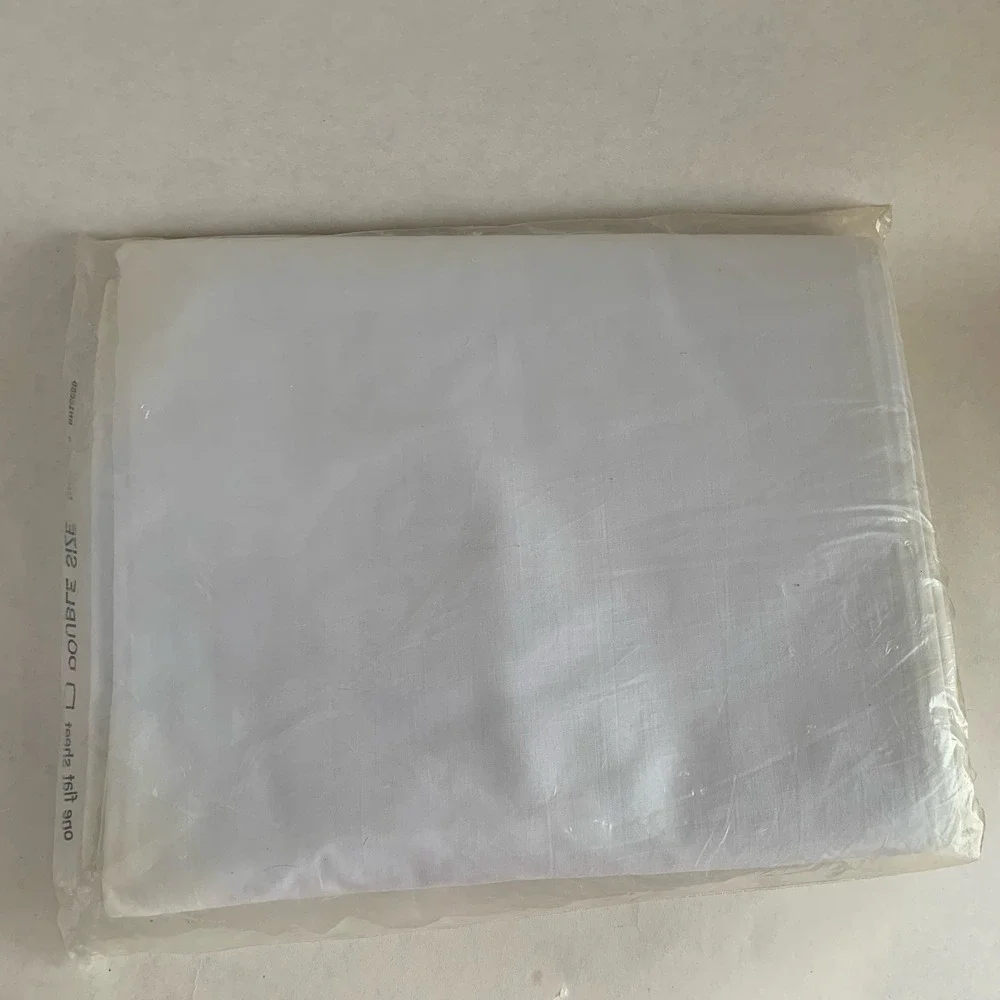 NEW VTG WestPoint Pepperell Permanent Press‎ Percale White Sz Double Flat Sheet